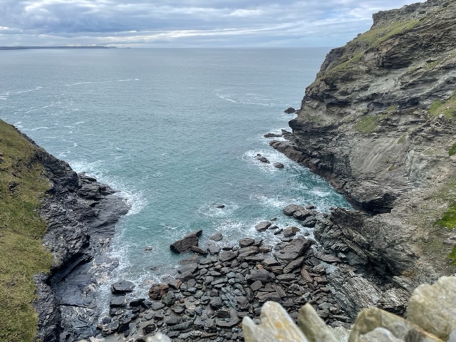 Waves between rocky headlands on the north Cornish coast